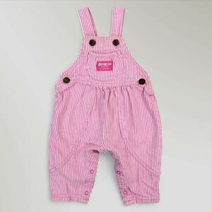 Vtg Baby B'gosh by Oshkosh Overalls Pink White Striped Made in USA Size 6-9 Mo